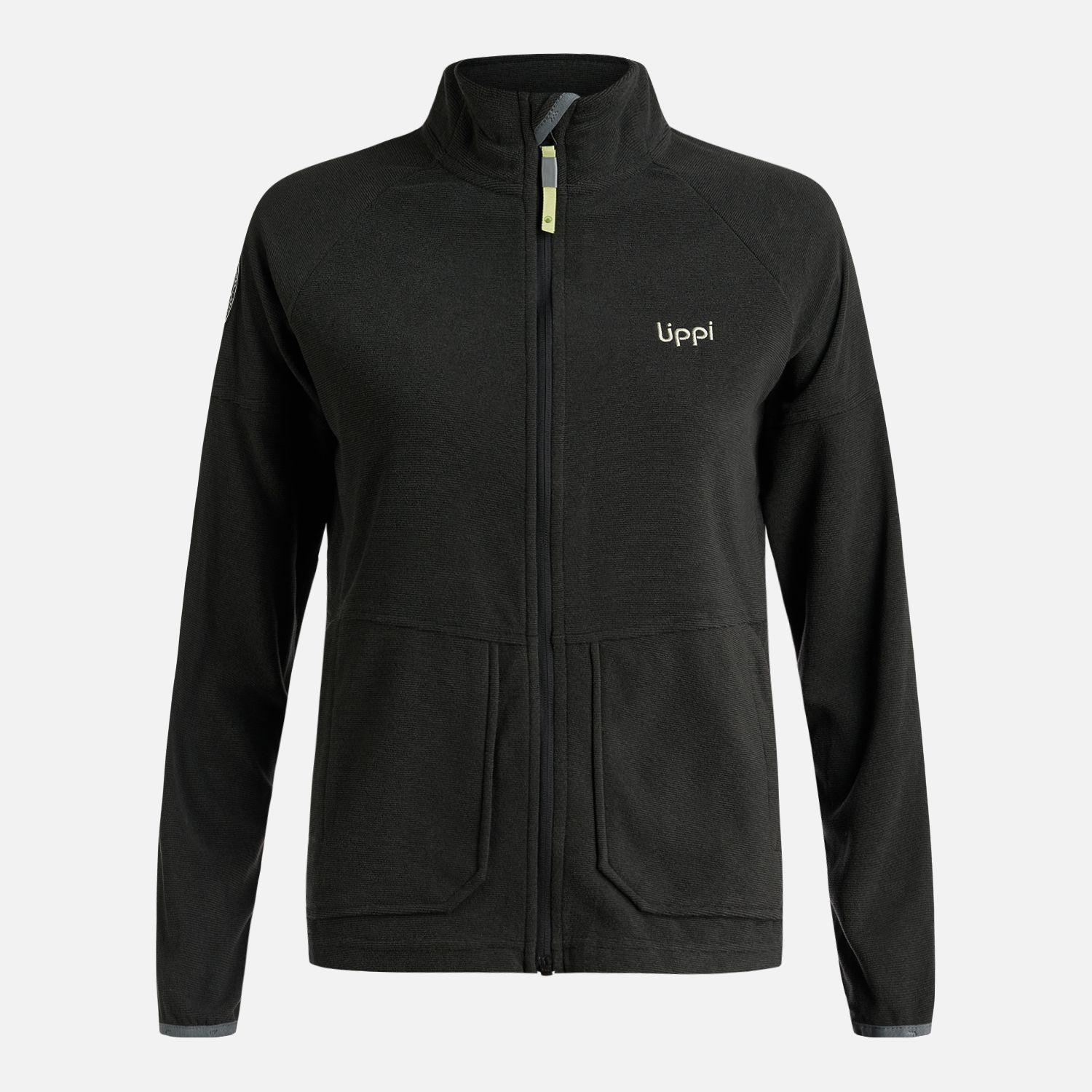Polerón Mujer Stripes Nano-F Full Zip Negro Lippi V25-6