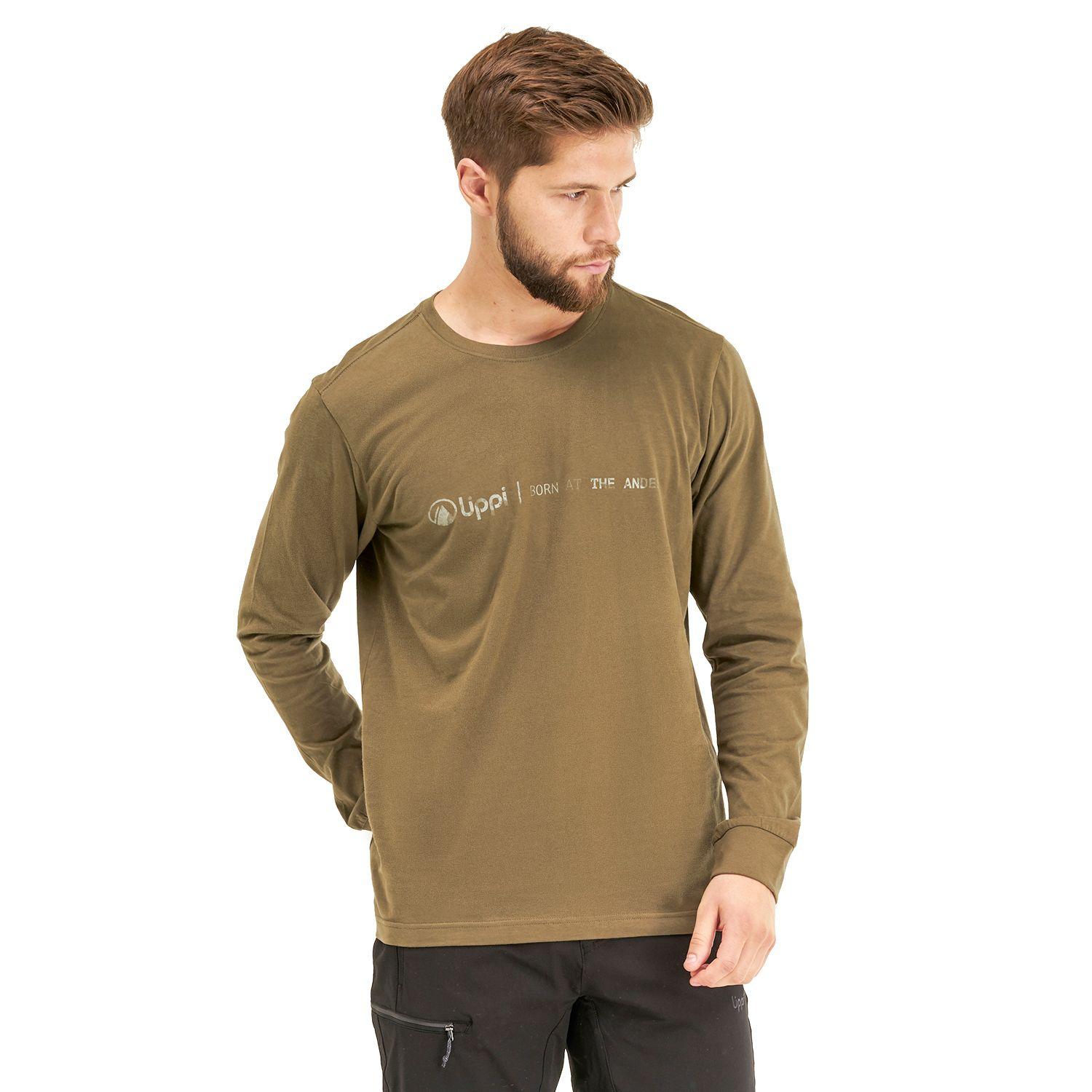 Polera Hombre Shield Long Sleeve Cotton T-Shirt Verde Oliva Lippi-1