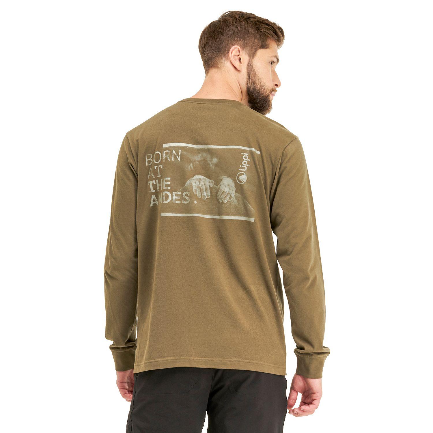 Polera Hombre Shield Long Sleeve Cotton T-Shirt Verde Oliva Lippi-3