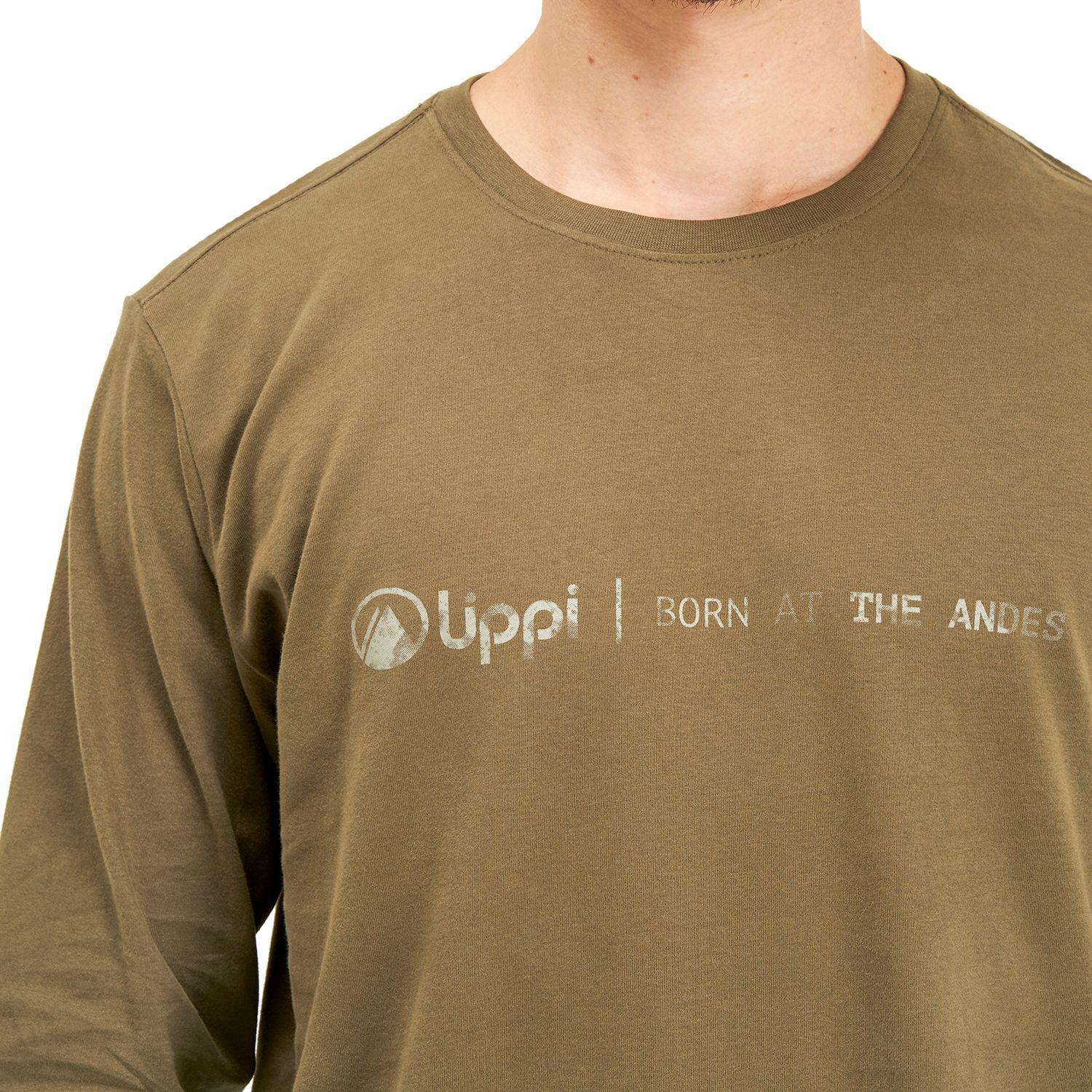 Polera Hombre Shield Long Sleeve Cotton T-Shirt Verde Oliva Lippi-5