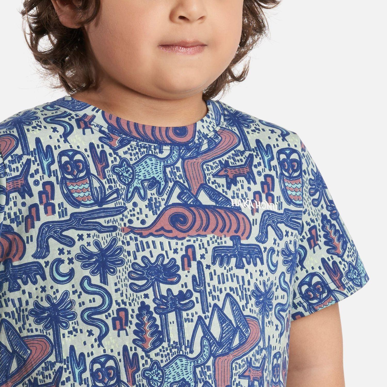Polera Niño Tucuquere Print Verde Grisaceo Haka Honu V25-3