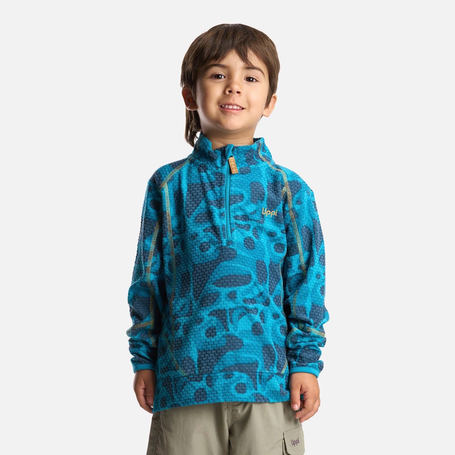 Poleron Niño Saltamontes Nano-F 14 Zip Print Petroleo Lippi-1