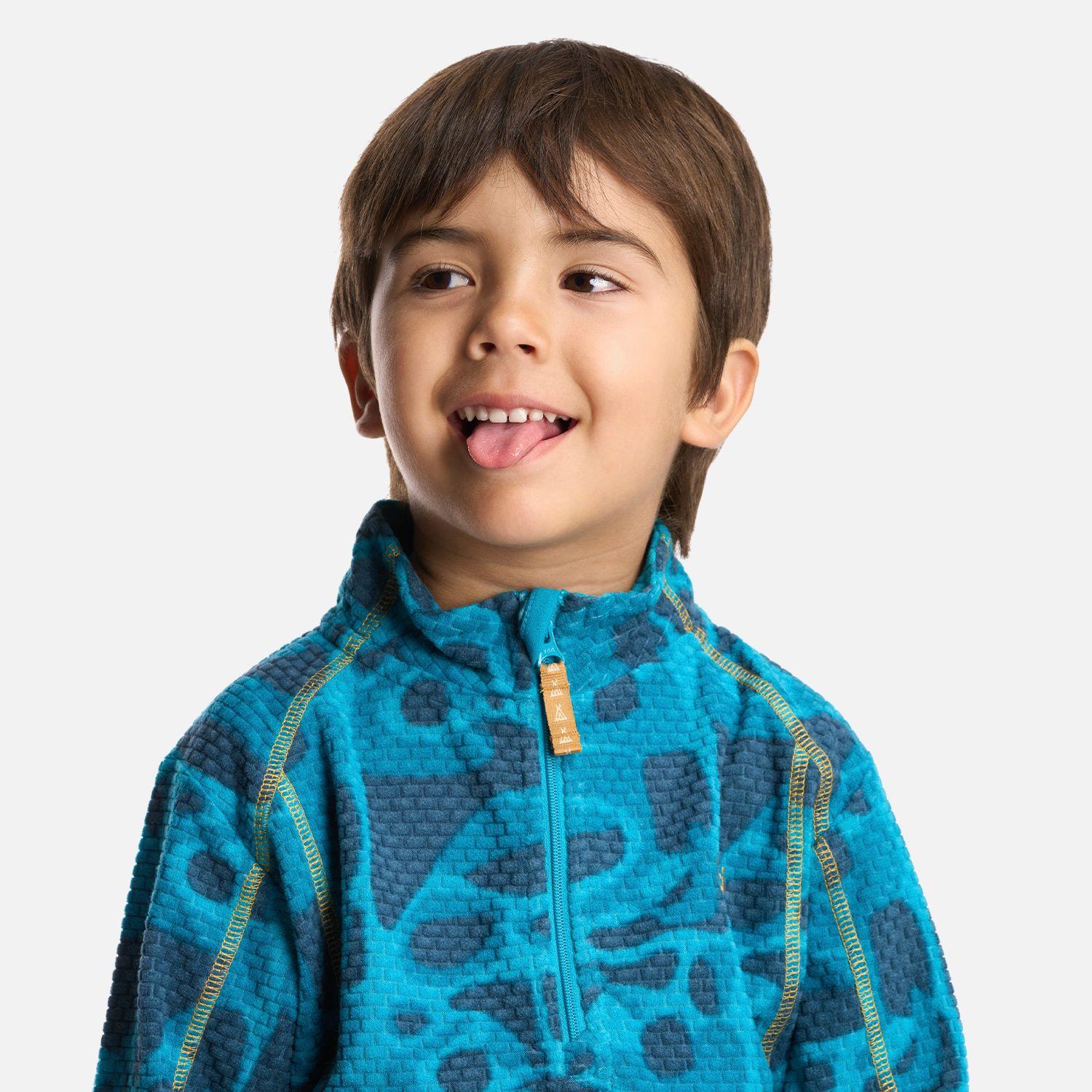 Poleron Niño Saltamontes Nano-F 14 Zip Print Petroleo Lippi-4