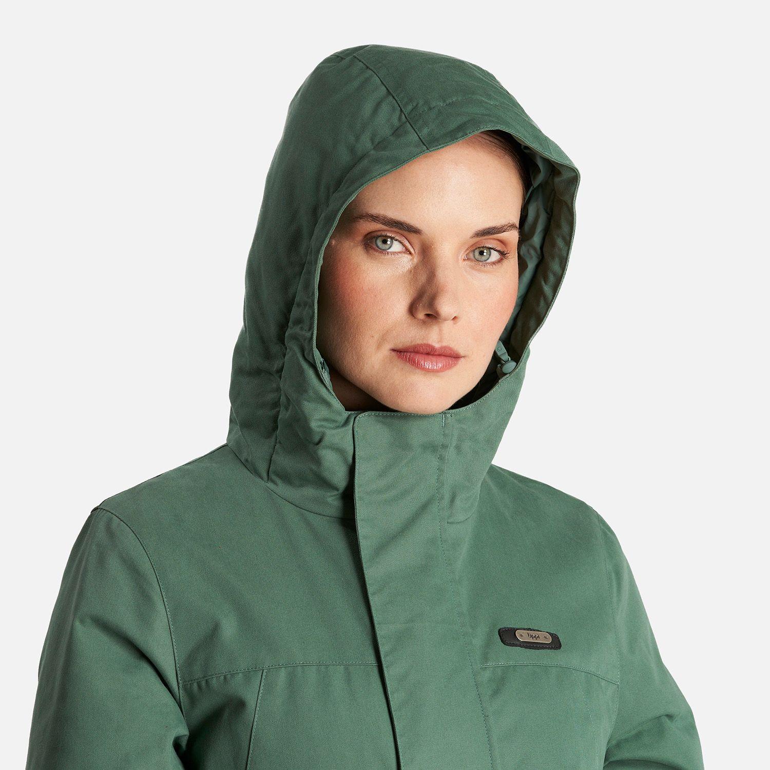 Chaqueta Mujer Peumo Canvas Hoody Jacket Verde Botella Lippi-4
