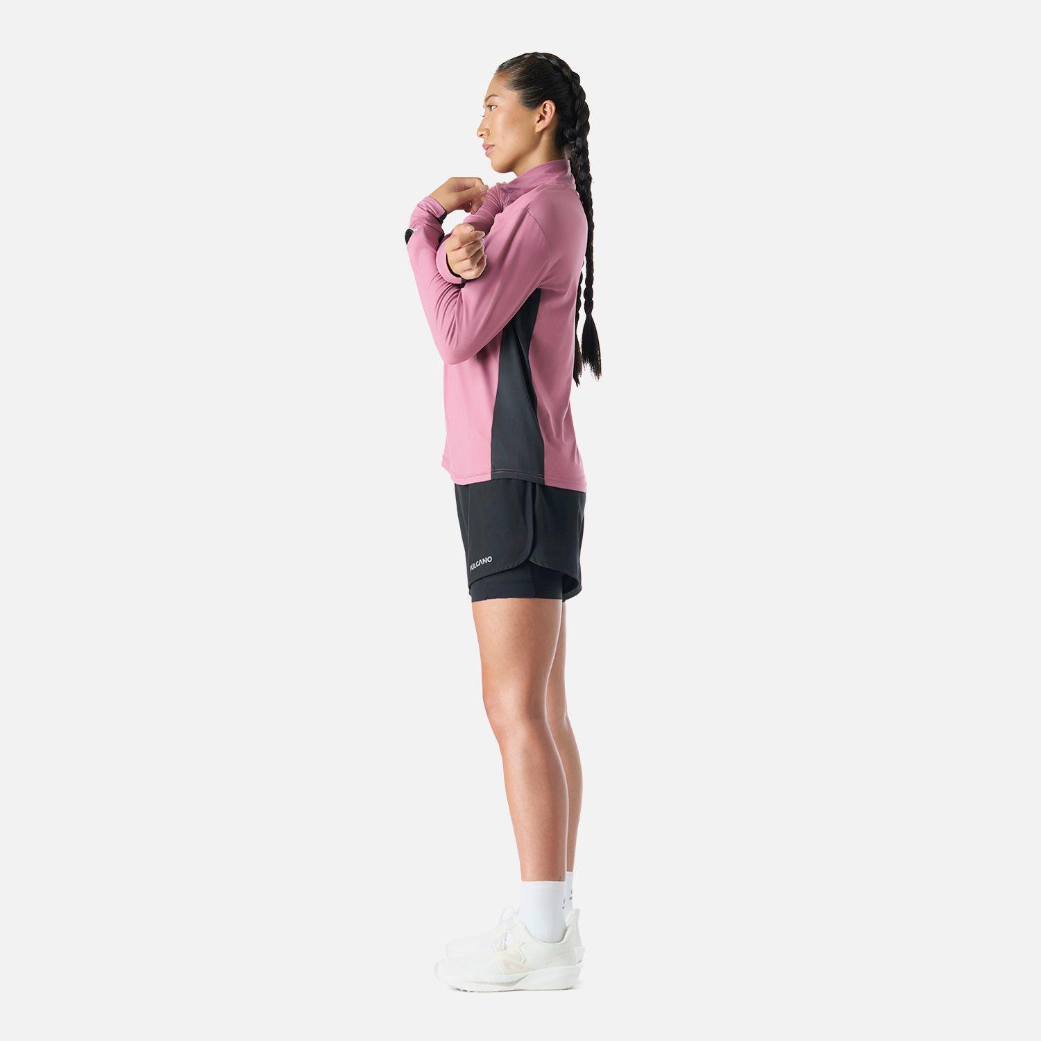 Polerón Mujer Tempo 1/4 Zip Midlayer Rosado Vulcano-2