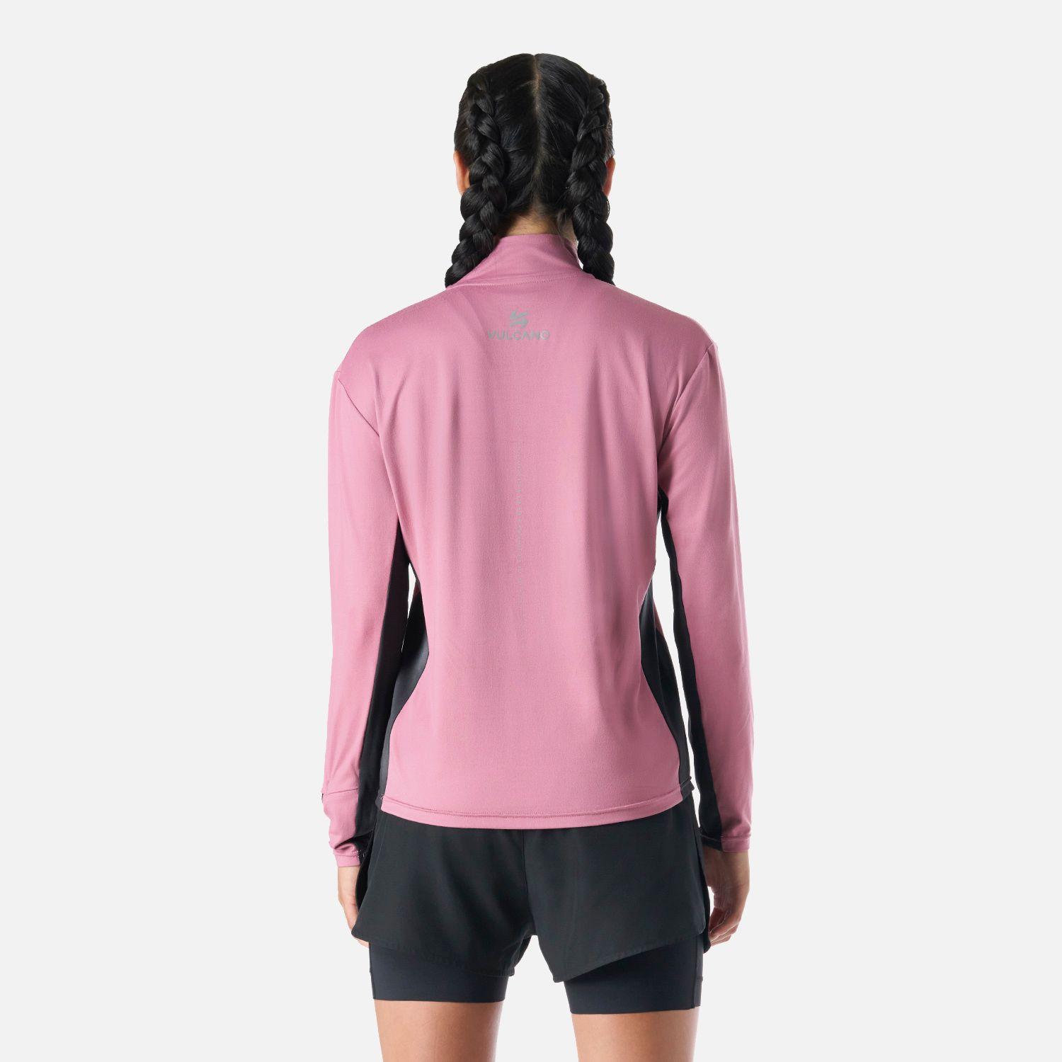 Polerón Mujer Tempo 1/4 Zip Midlayer Rosado Vulcano-3