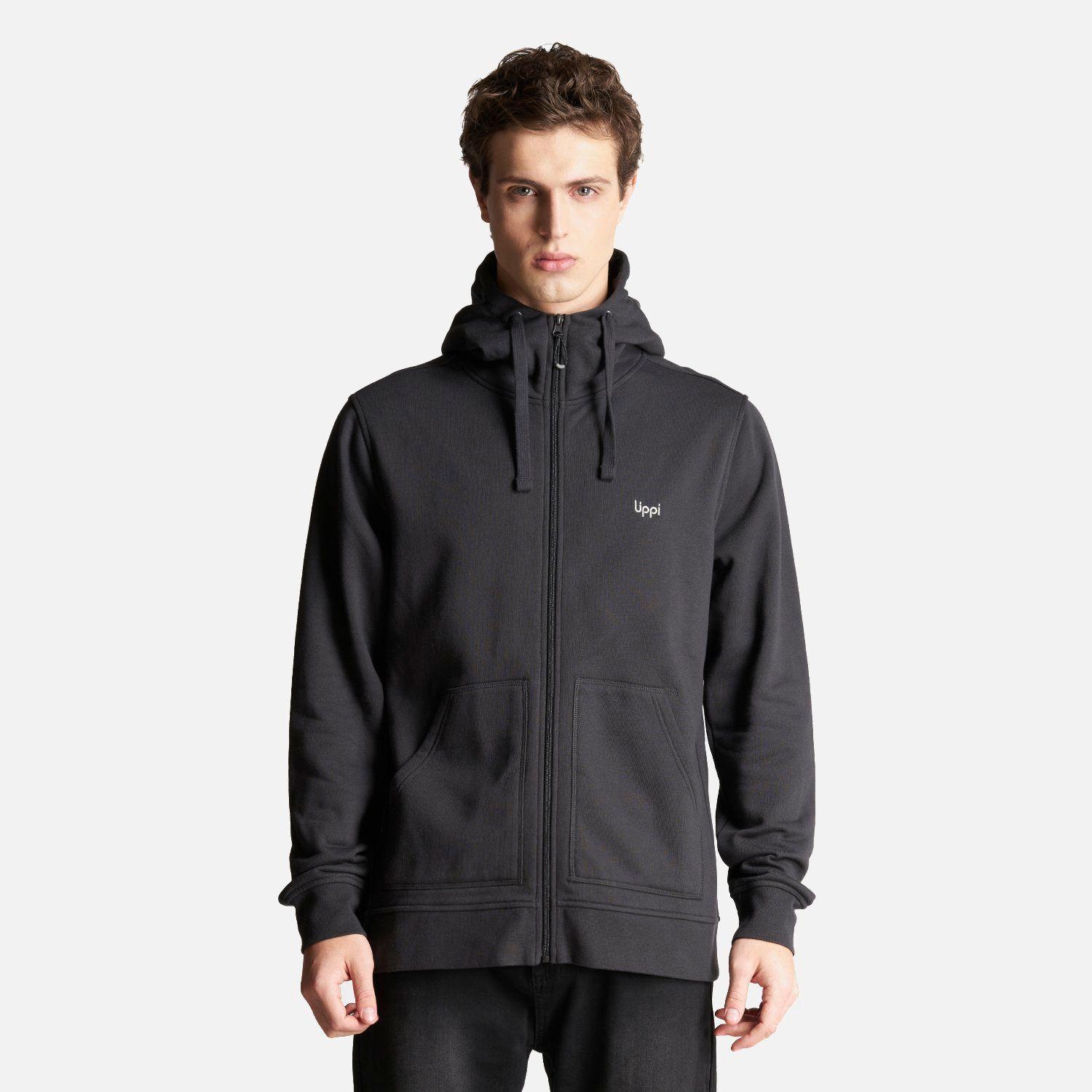 Poleron Hombre Insigne Full Zip Hoody Sweatshirt Negro Lippi V23-1