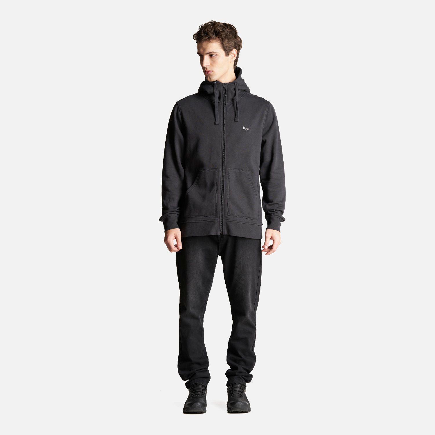 Poleron Hombre Insigne Full Zip Hoody Sweatshirt Negro Lippi V23-6