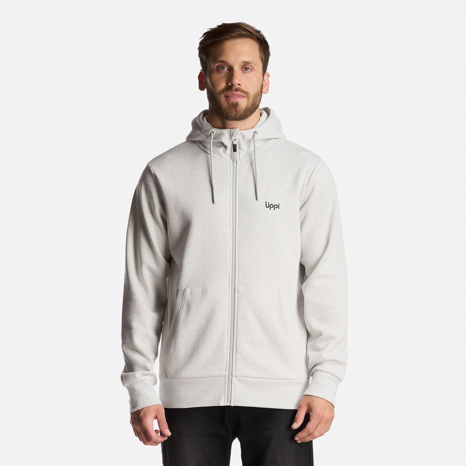 Poleron Hombre Ulmo Full Zip Hoody Sweatshirt Melange Gris Claro Lippi I24-1