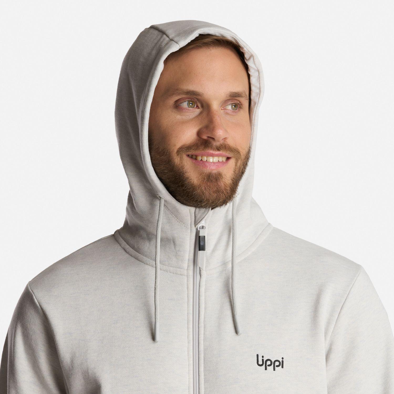 Poleron Hombre Ulmo Full Zip Hoody Sweatshirt Melange Gris Claro Lippi I24-6