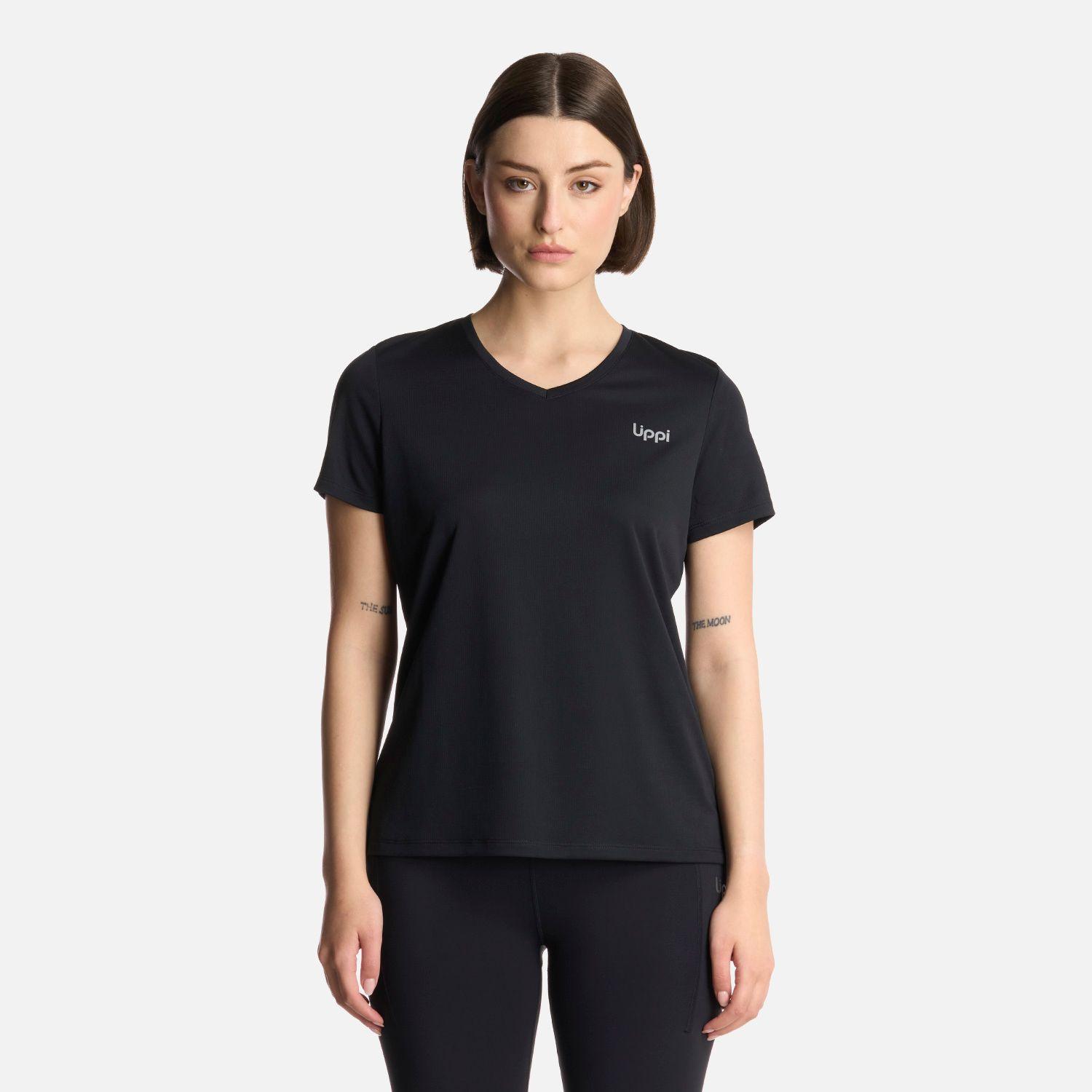 Polera Mujer Core V-Neck Q-Dry T-Shirt Negro Lippi-0