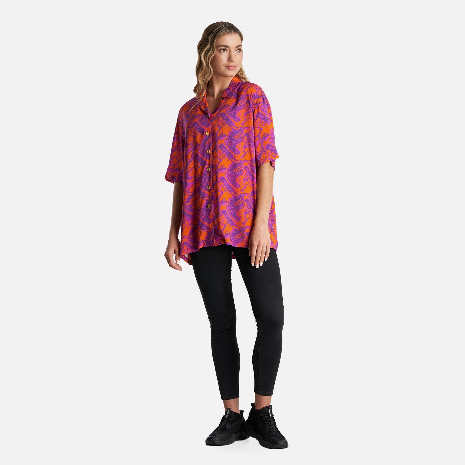 Camisa Mujer Marmolada Print Naranjo Haka Honu-6
