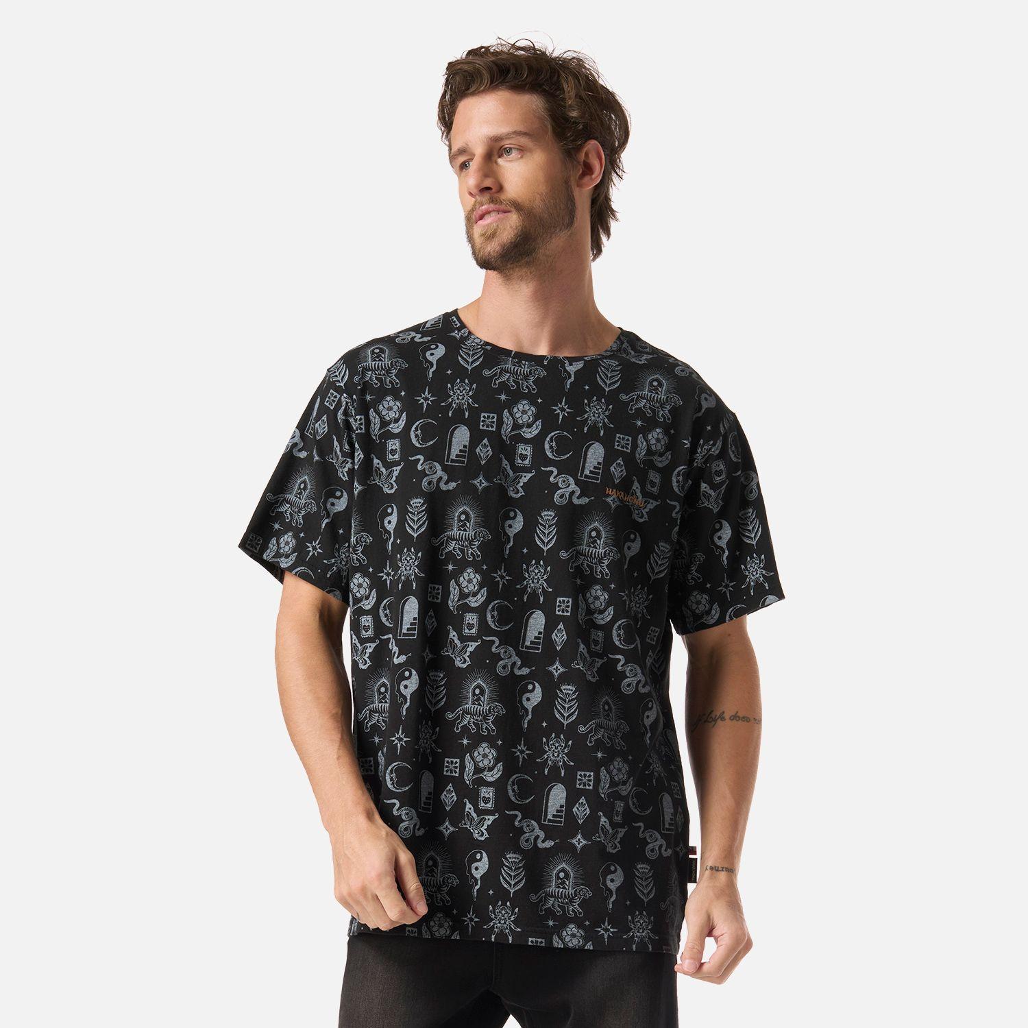 Polera Hombre Esoterica Print Negro Haka Honu V26-0