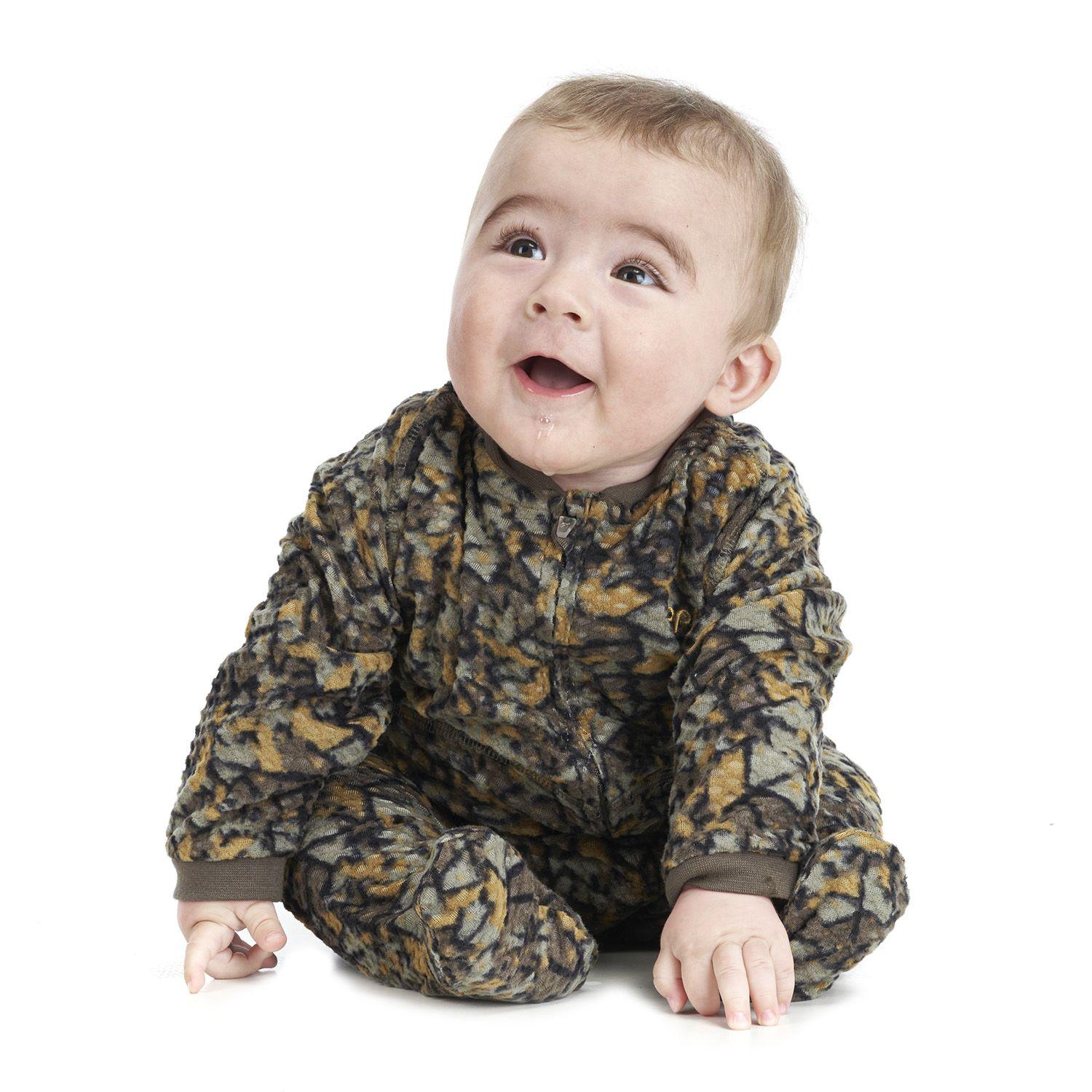 Enterito Baby Boy Saltamontes Nano-F Full Zip Onesie Print Verde Militar Lippi-1