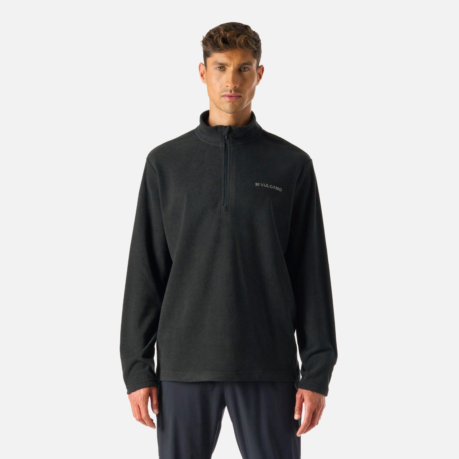Polerón Hombre Cool Down 1/4 Zip Fleece Negro Vulcano-0