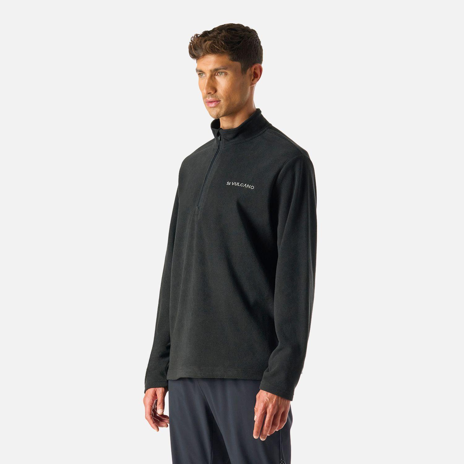Polerón Hombre Cool Down 1/4 Zip Fleece Negro Vulcano-1