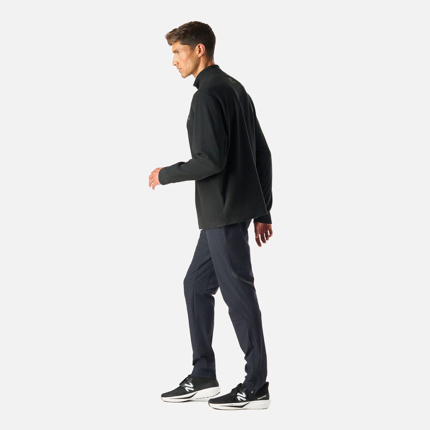 Polerón Hombre Cool Down 1/4 Zip Fleece Negro Vulcano-2