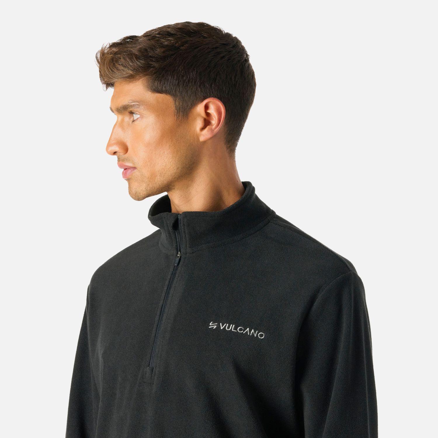 Polerón Hombre Cool Down 1/4 Zip Fleece Negro Vulcano-4