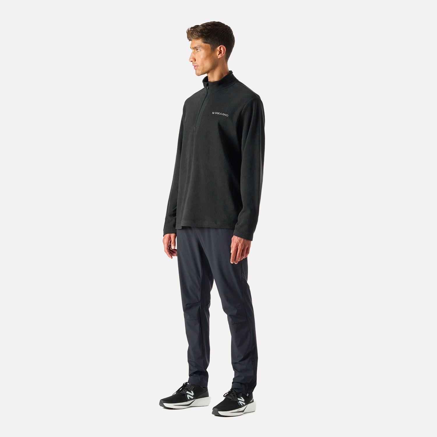 Polerón Hombre Cool Down 1/4 Zip Fleece Negro Vulcano-5