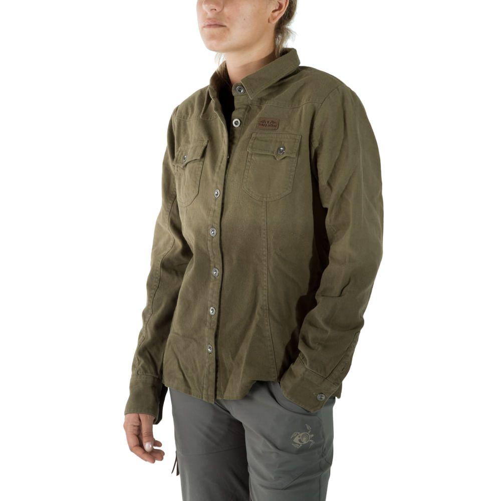 Camisa Mujer Leñador Verde Militar Haka Honu-1
