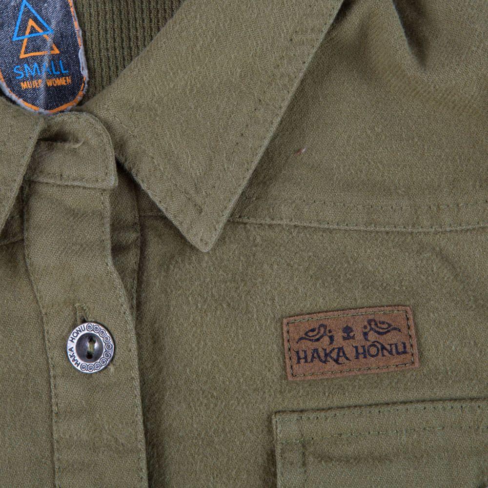 Camisa Mujer Leñador Verde Militar Haka Honu-3