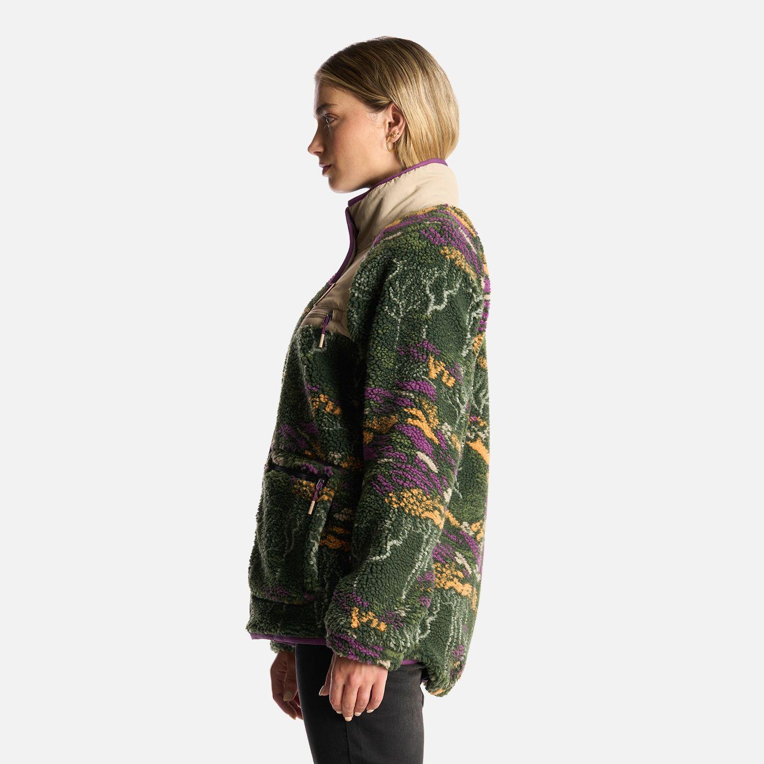 Poleron Mujer Zip-Porrito Print Verde Militar Haka Honu-2