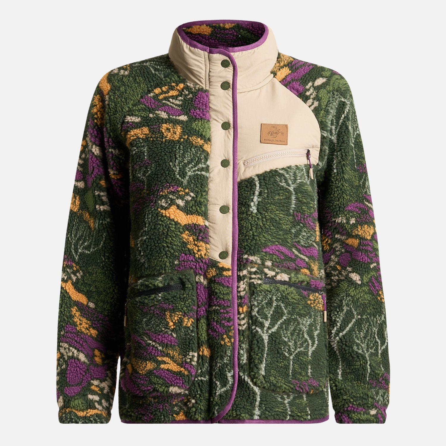 Poleron Mujer Zip-Porrito Print Verde Militar Haka Honu-9