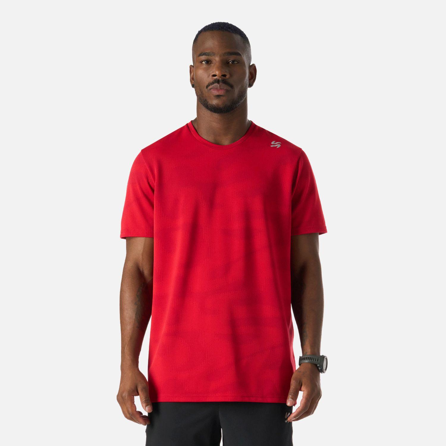 Polera Hombre Built To Move Pro T-Shirt Rojo Anaranjado Vulcano-0