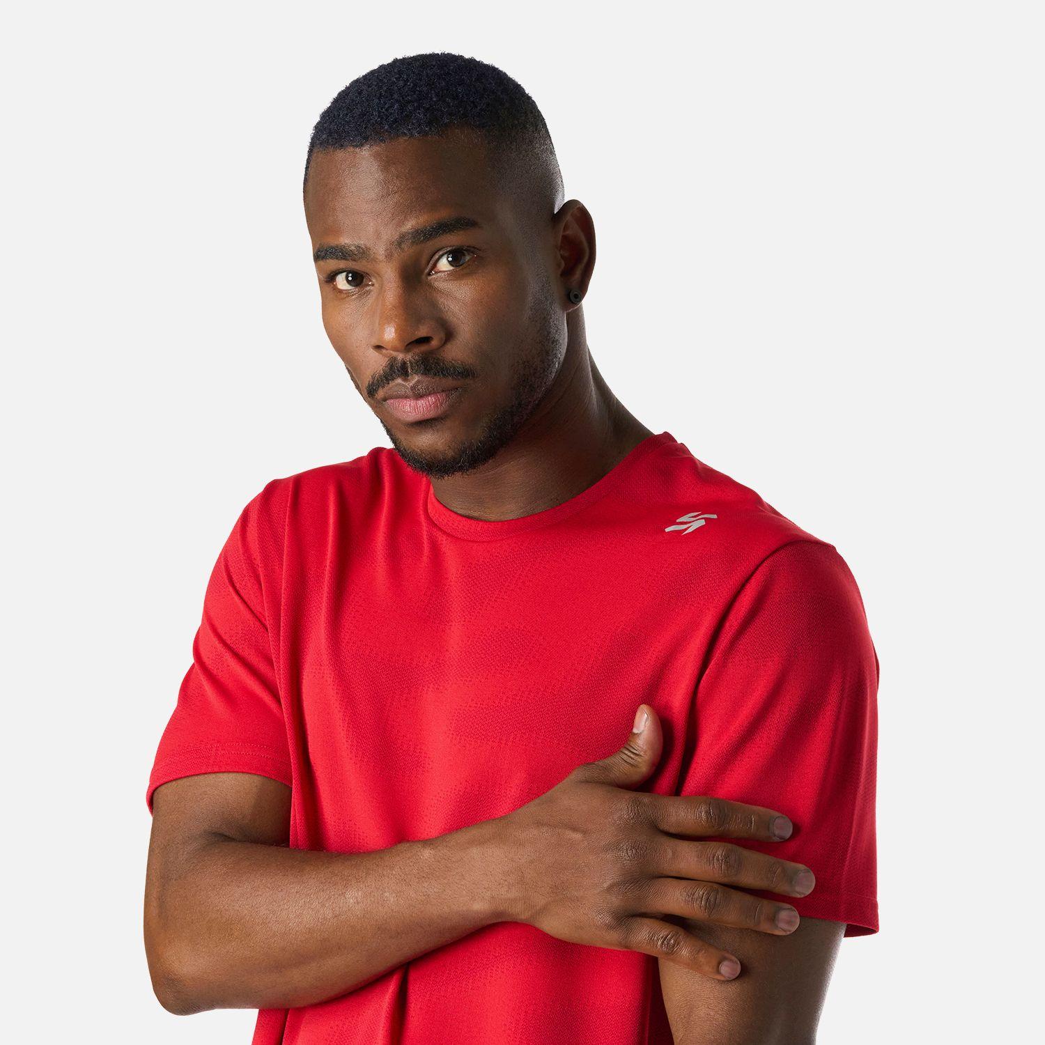 Polera Hombre Built To Move Pro T-Shirt Rojo Anaranjado Vulcano-4