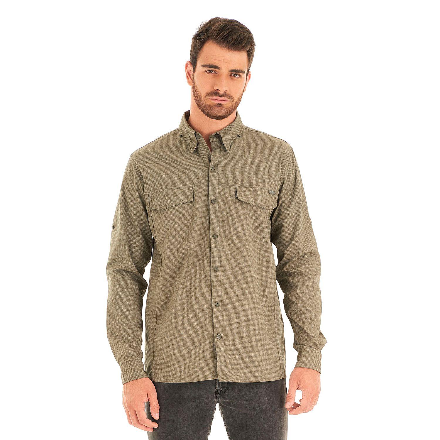 Camisa Hombre Rosselot Long Sleeve Q-Dry Shirt Melange Verde Militar Lippi-1