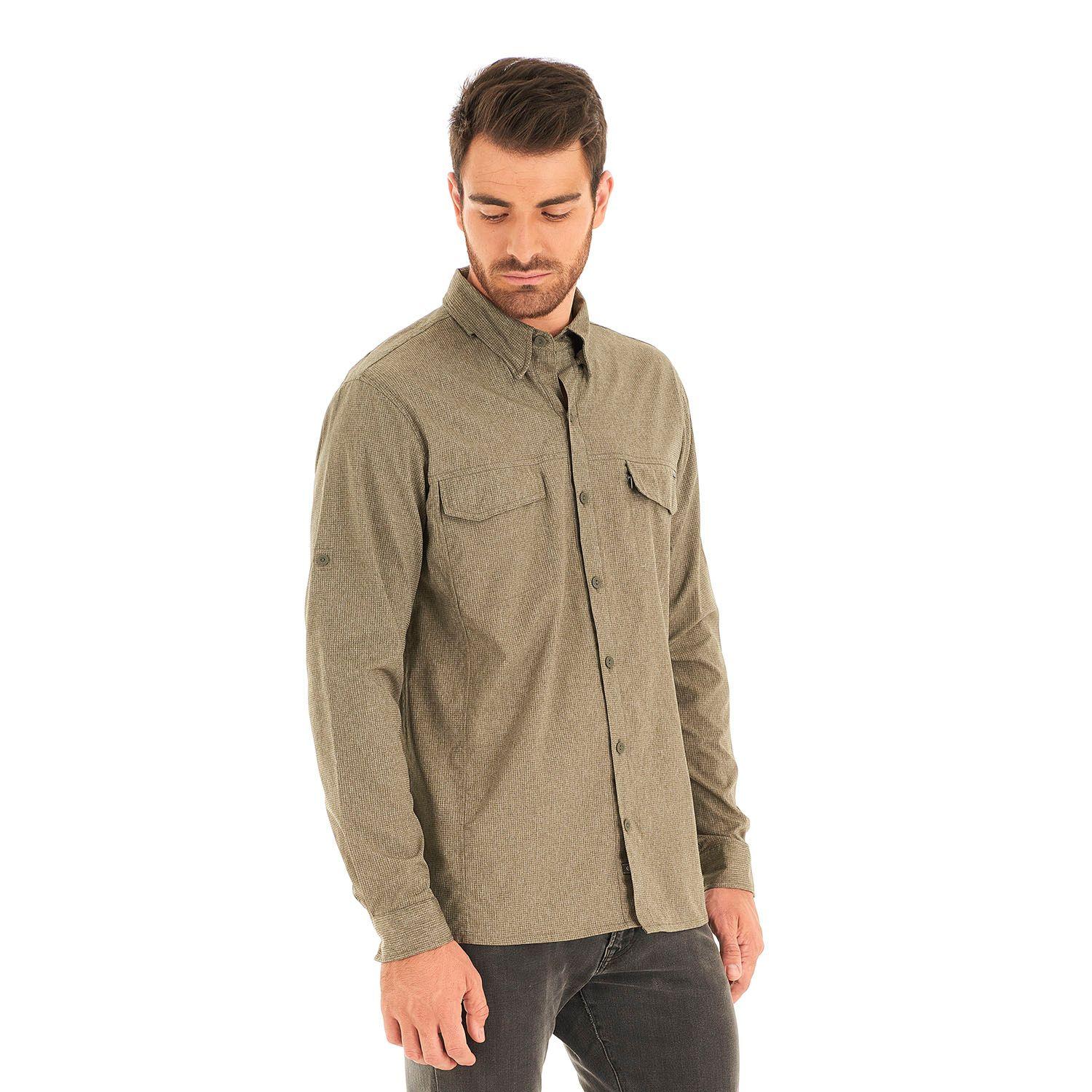Camisa Hombre Rosselot Long Sleeve Q-Dry Shirt Melange Verde Militar Lippi-2