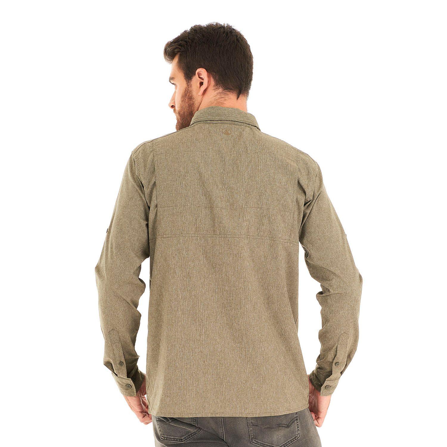 Camisa Hombre Rosselot Long Sleeve Q-Dry Shirt Melange Verde Militar Lippi-5