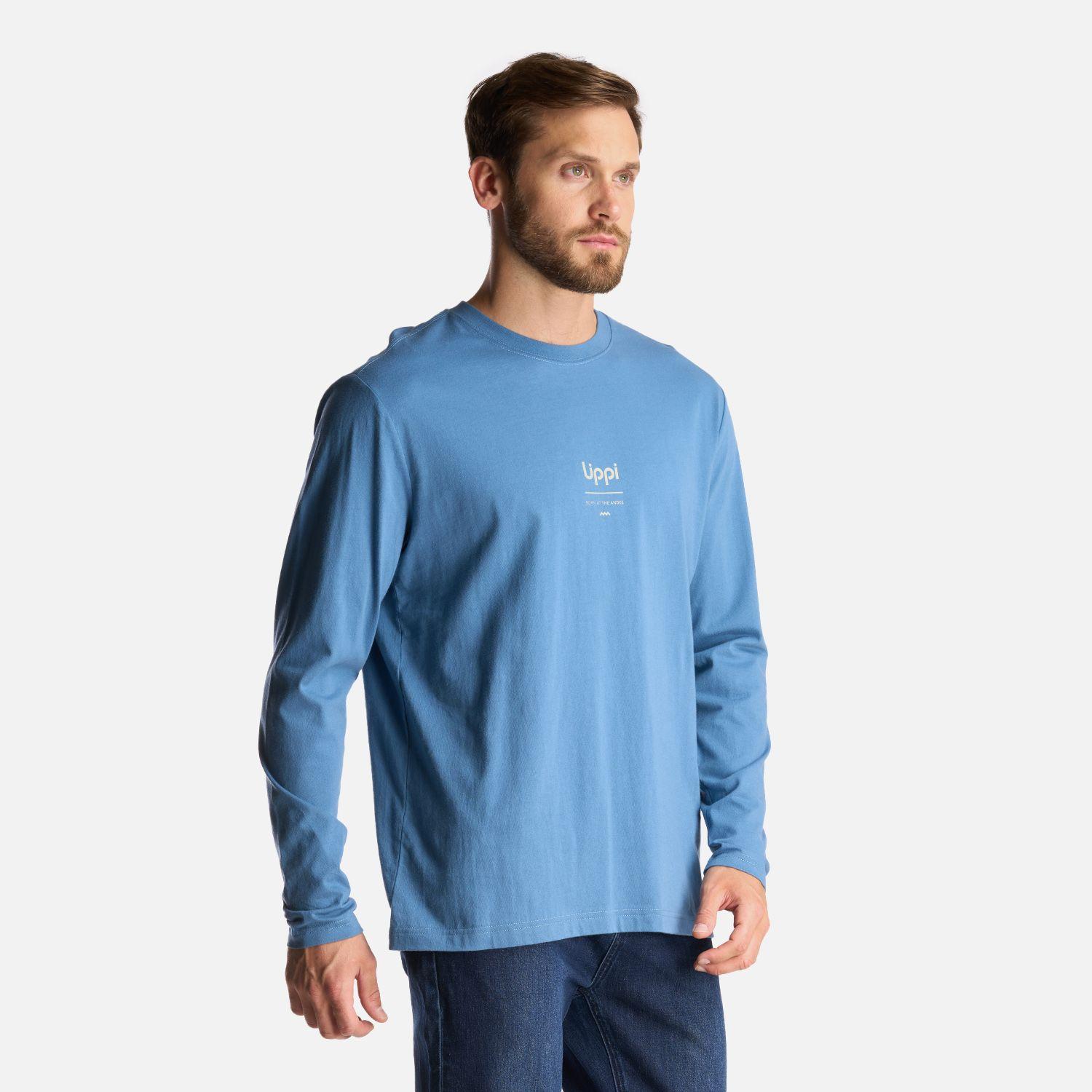 Polera Hombre Logo Lippi Long Sleeve T-Shirt Azul Grisaceo Lippi-2