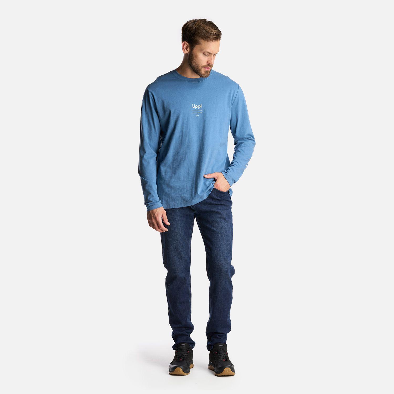 Polera Hombre Logo Lippi Long Sleeve T-Shirt Azul Grisaceo Lippi-6