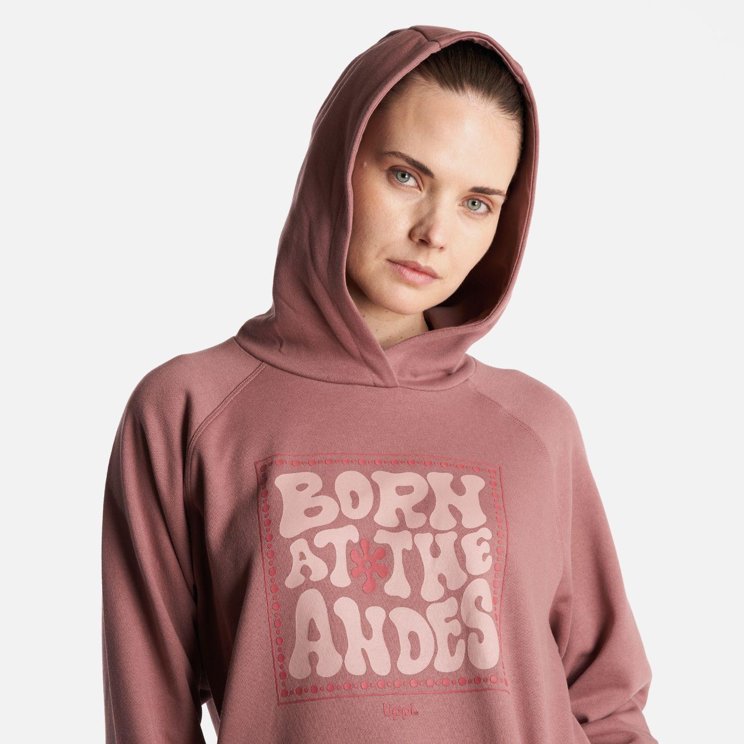 Poleron Mujer  Insigne Hoody Sweatshirt Front Print Palo Rosa Lippi-4