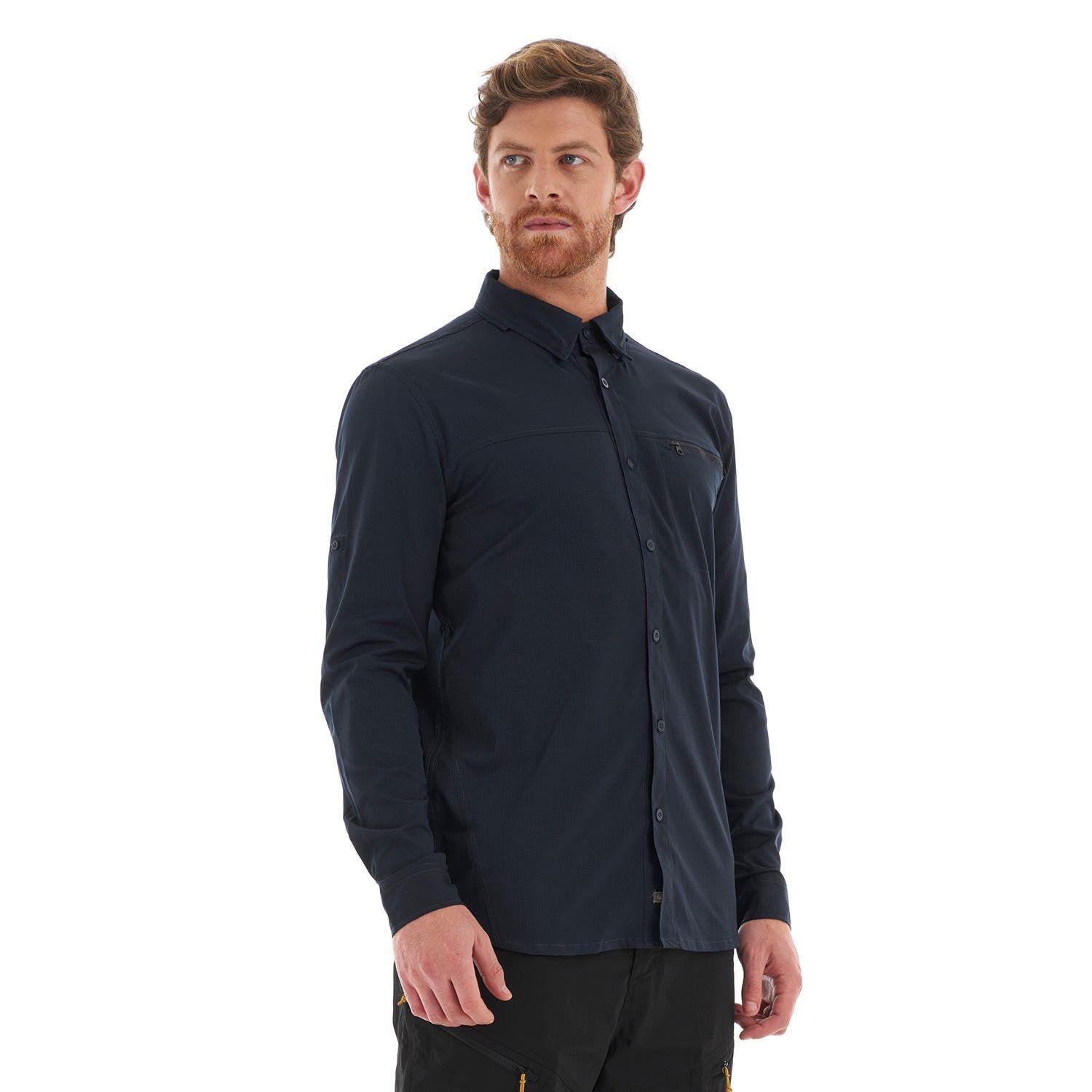 Camisa Hombre Rosselot Long Sleeve Q-Dry Shirt Melange Azul Lippi V23-2