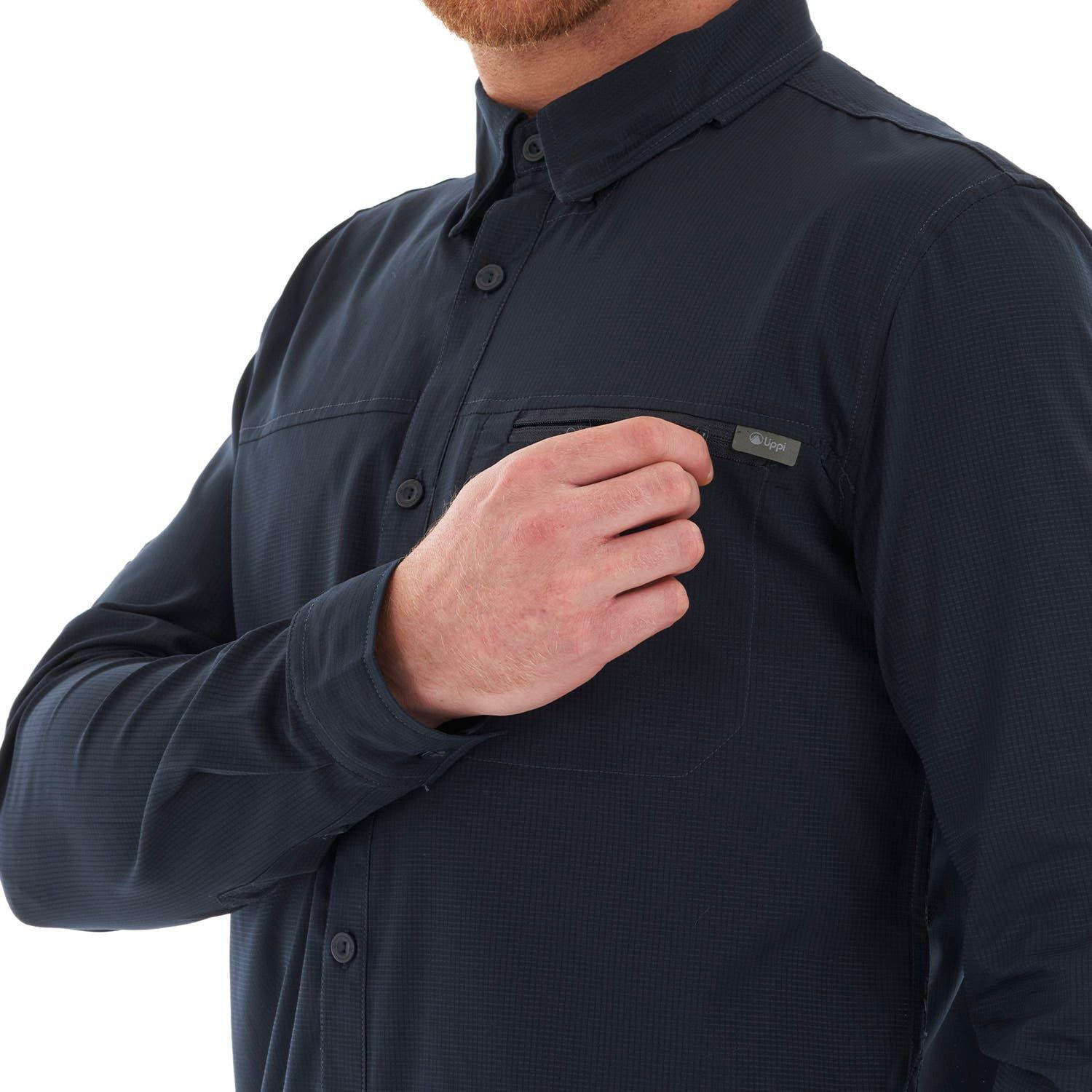 Camisa Hombre Rosselot Long Sleeve Q-Dry Shirt Melange Azul Lippi V23-7