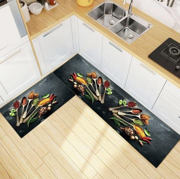 2 Alfombras Cocina Pie De Cama Deco Baño Pasillos-0