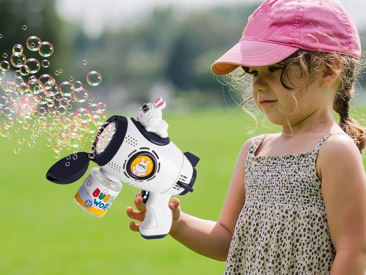 Pistola Burbujas Lanzador Nocturno Led Niños Robot Espacial-2