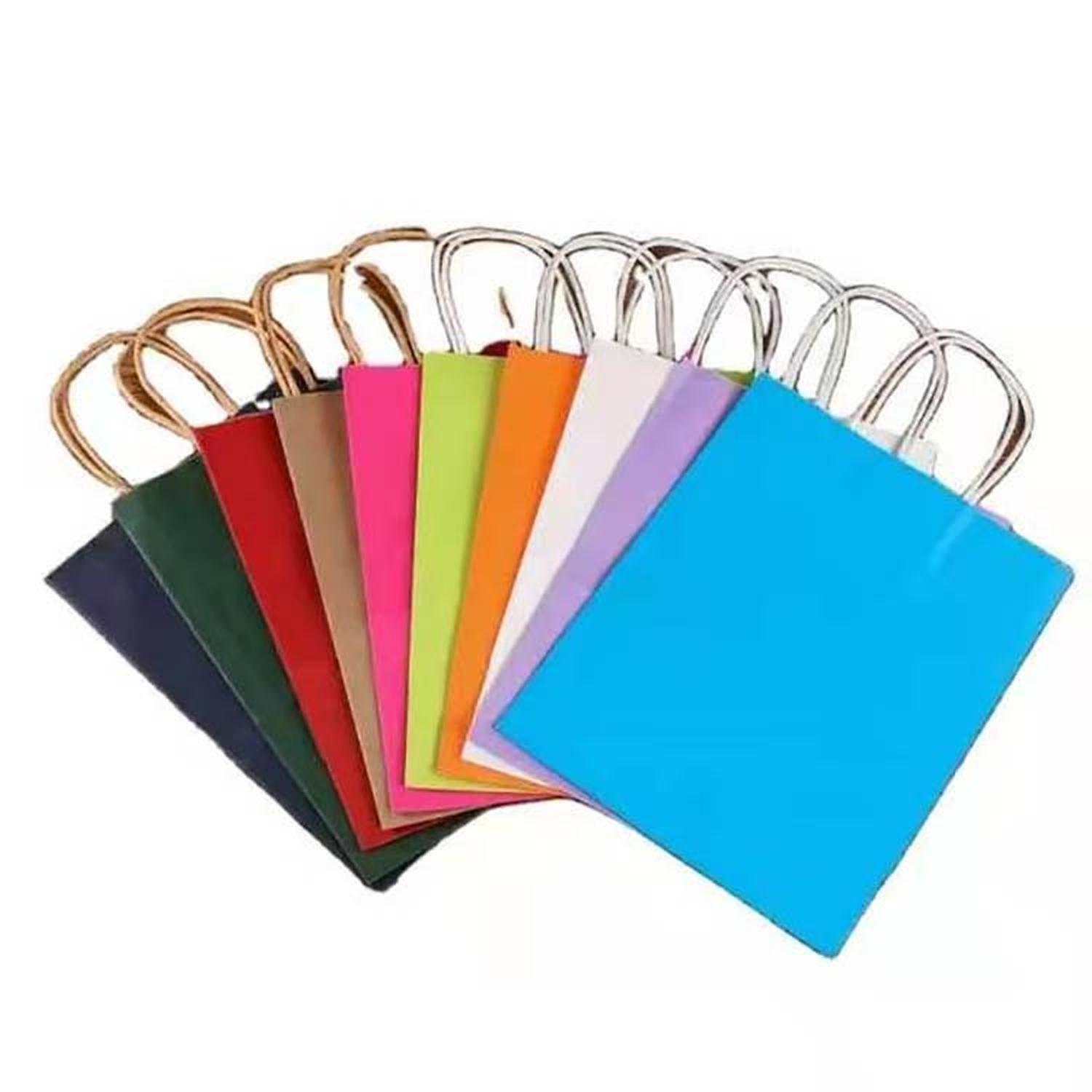 12 Bolsas Cumpleaños Papel Kraft Colores De 21x15x8cm-8