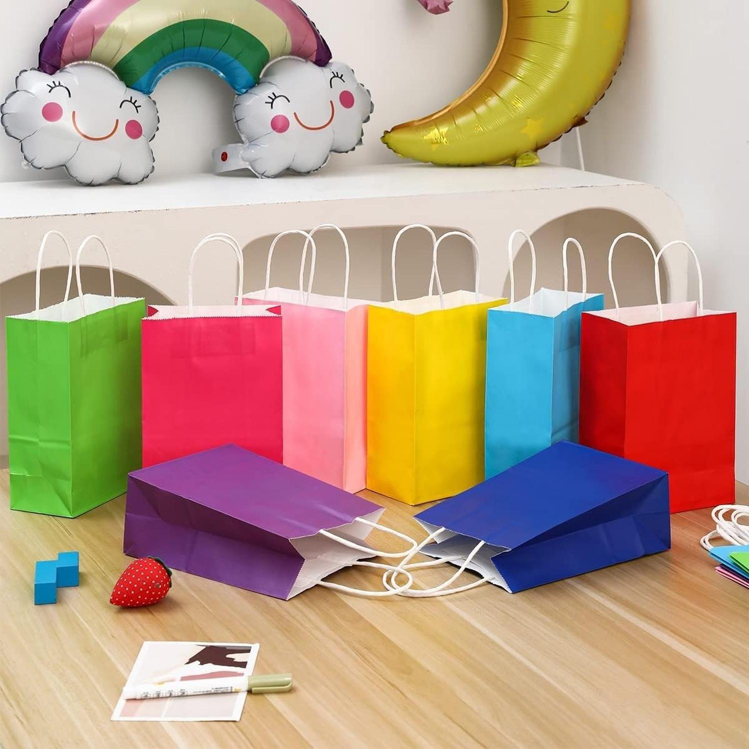 12 Bolsas Cumpleaños Papel Kraft Colores De 21x15x8cm-9