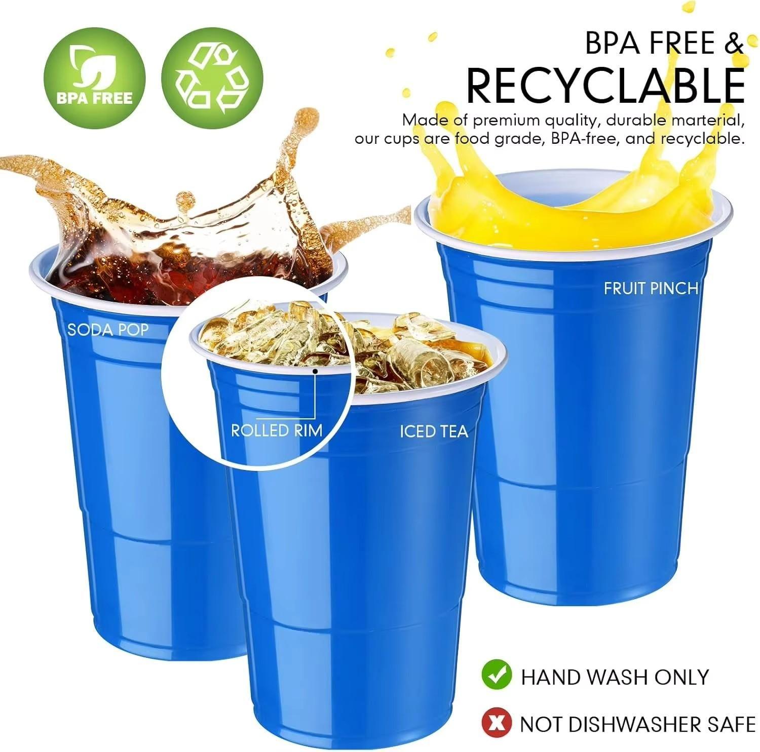 Vaso Plastico Azul Desechable Fiesta 450 ml x 50 uds-2