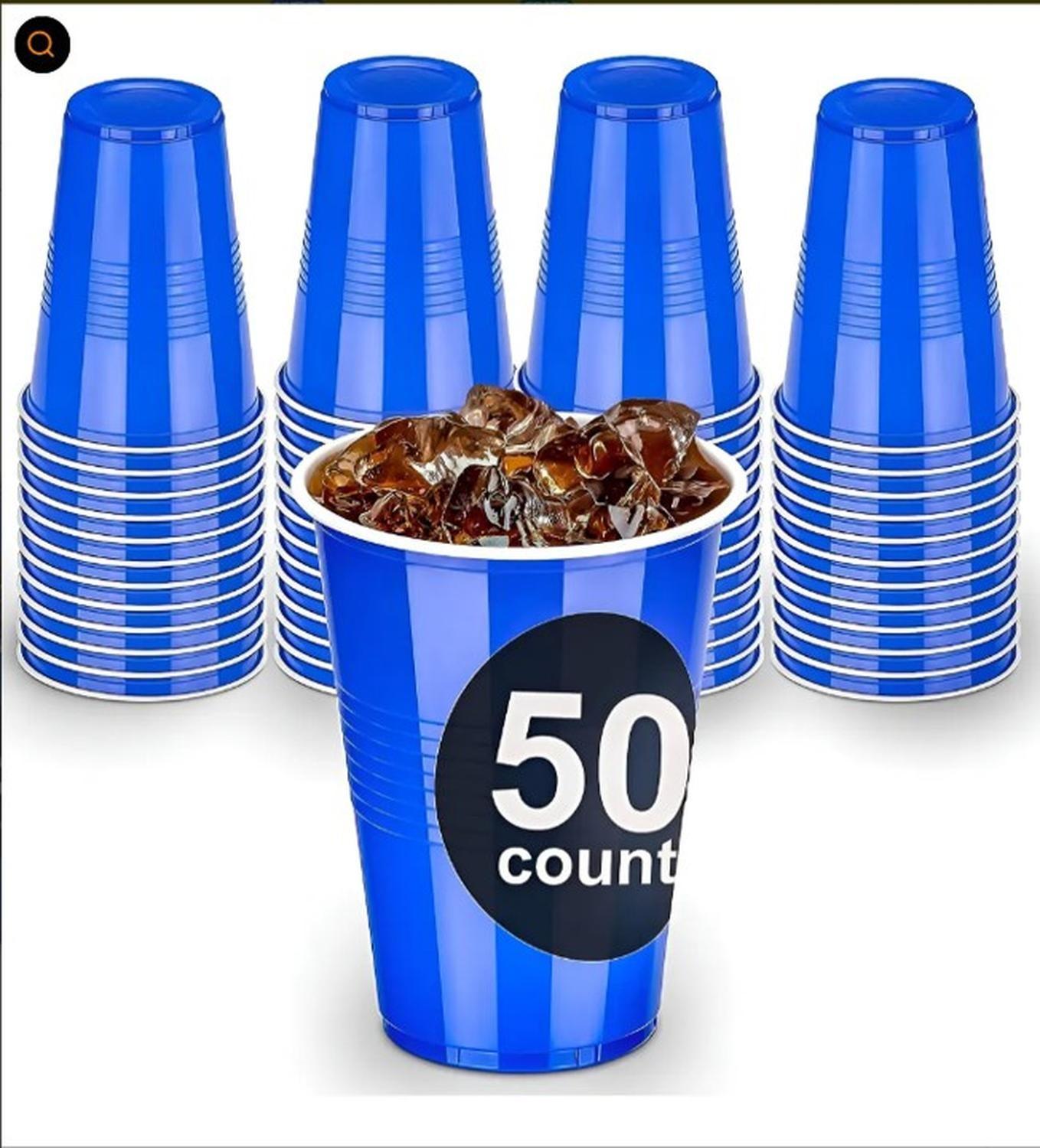 Vaso Plastico Azul Desechable Fiesta 450 ml x 50 uds-1
