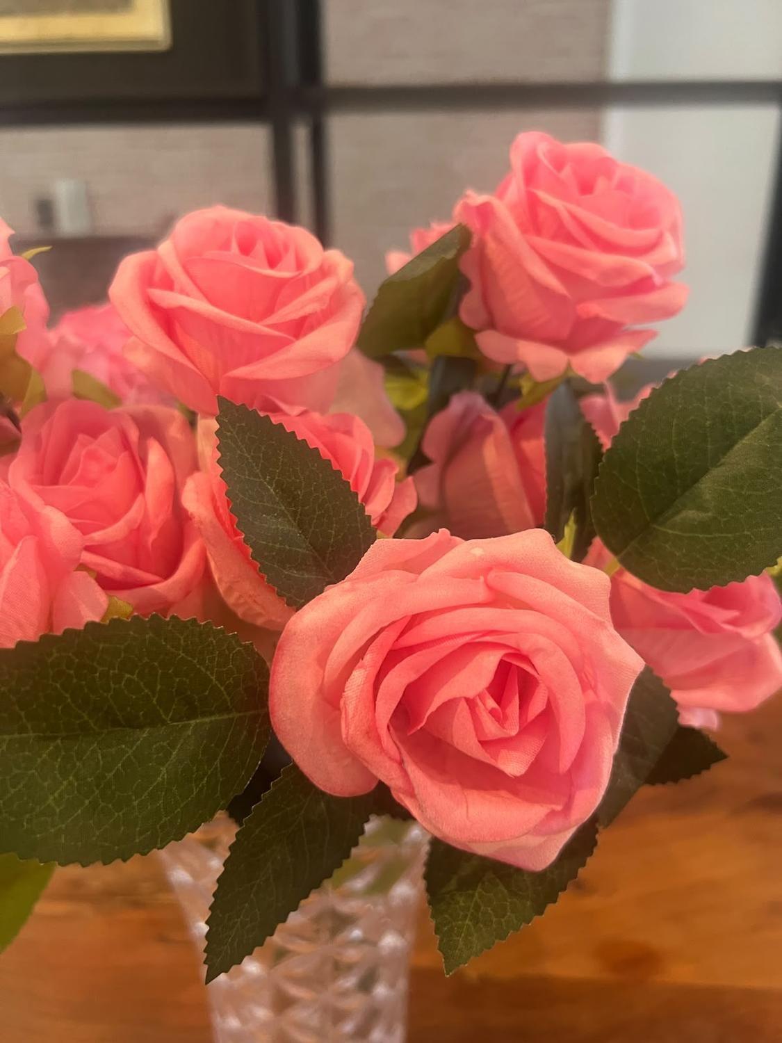 Ramo Rosas Rojas Artificiales 7 Unidades 44cm Terciopelo-1