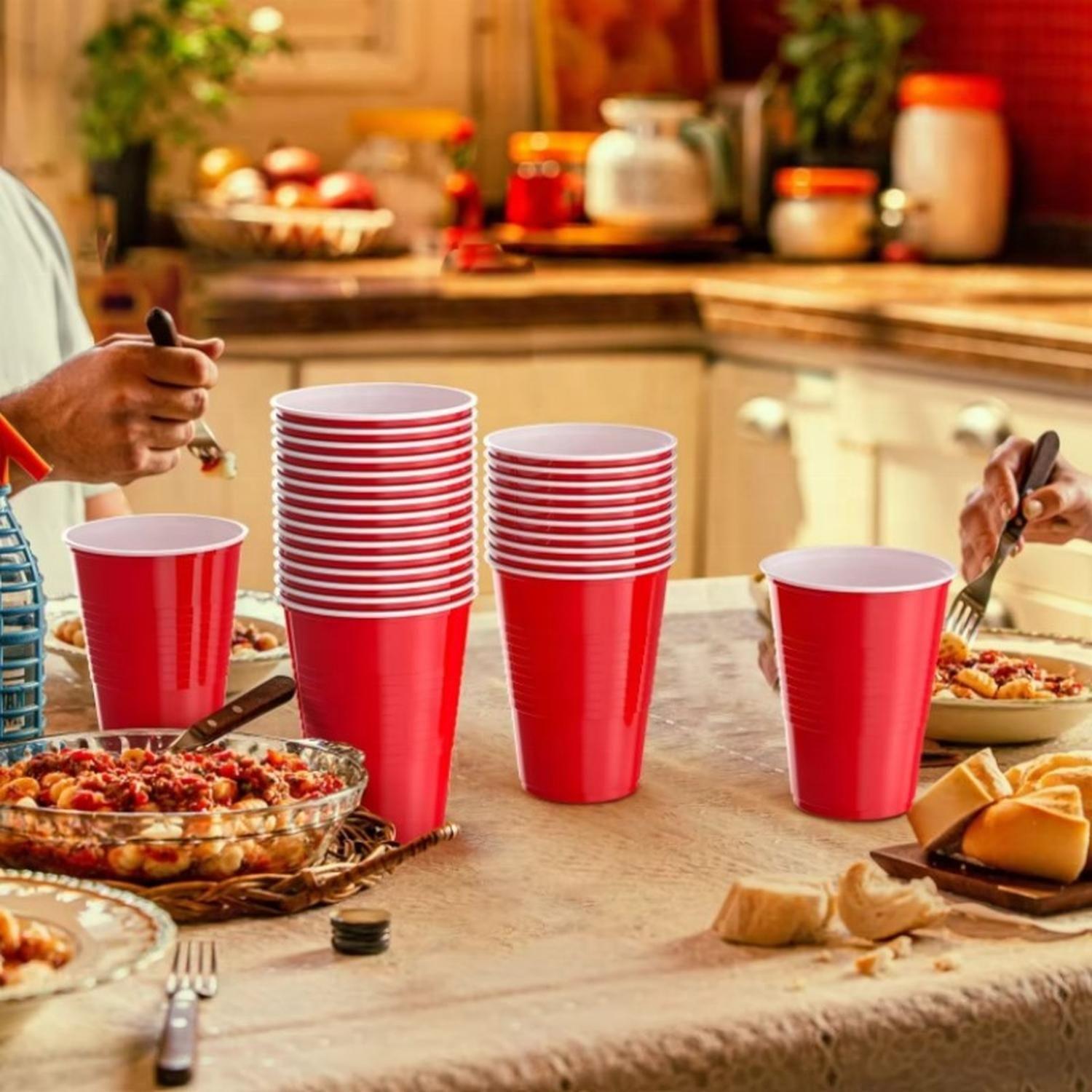 Vaso Plastico Rojo Desechable Fiesta 450 ml x 50 uds-3
