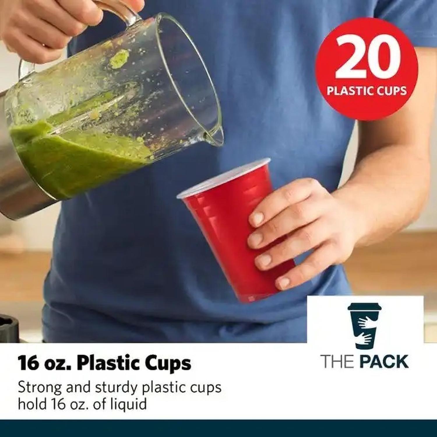 Vaso Plastico Rojo Desechable Fiesta 450 ml x 100 uds-3