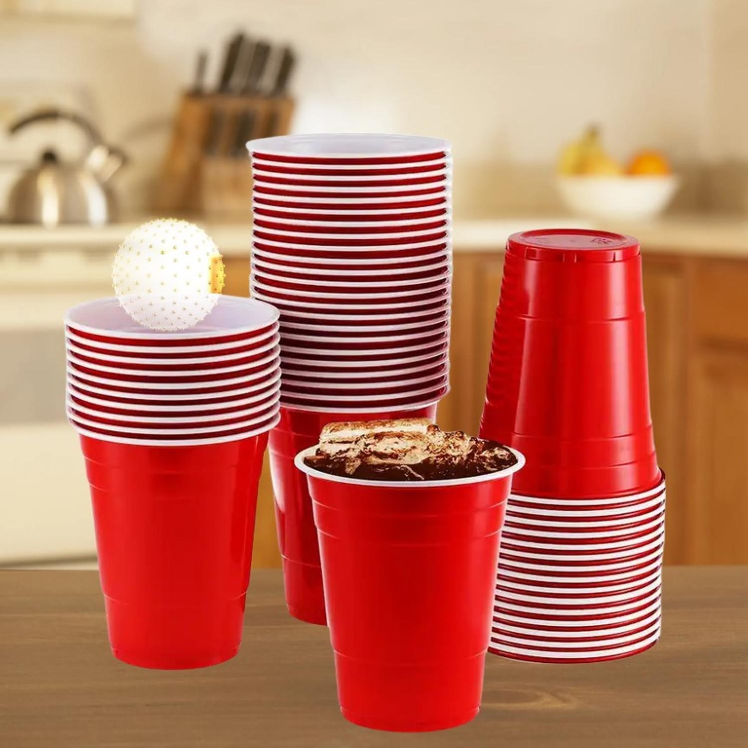 Vaso Plastico Rojo Desechable Fiesta 470 ml x 100 uds-3