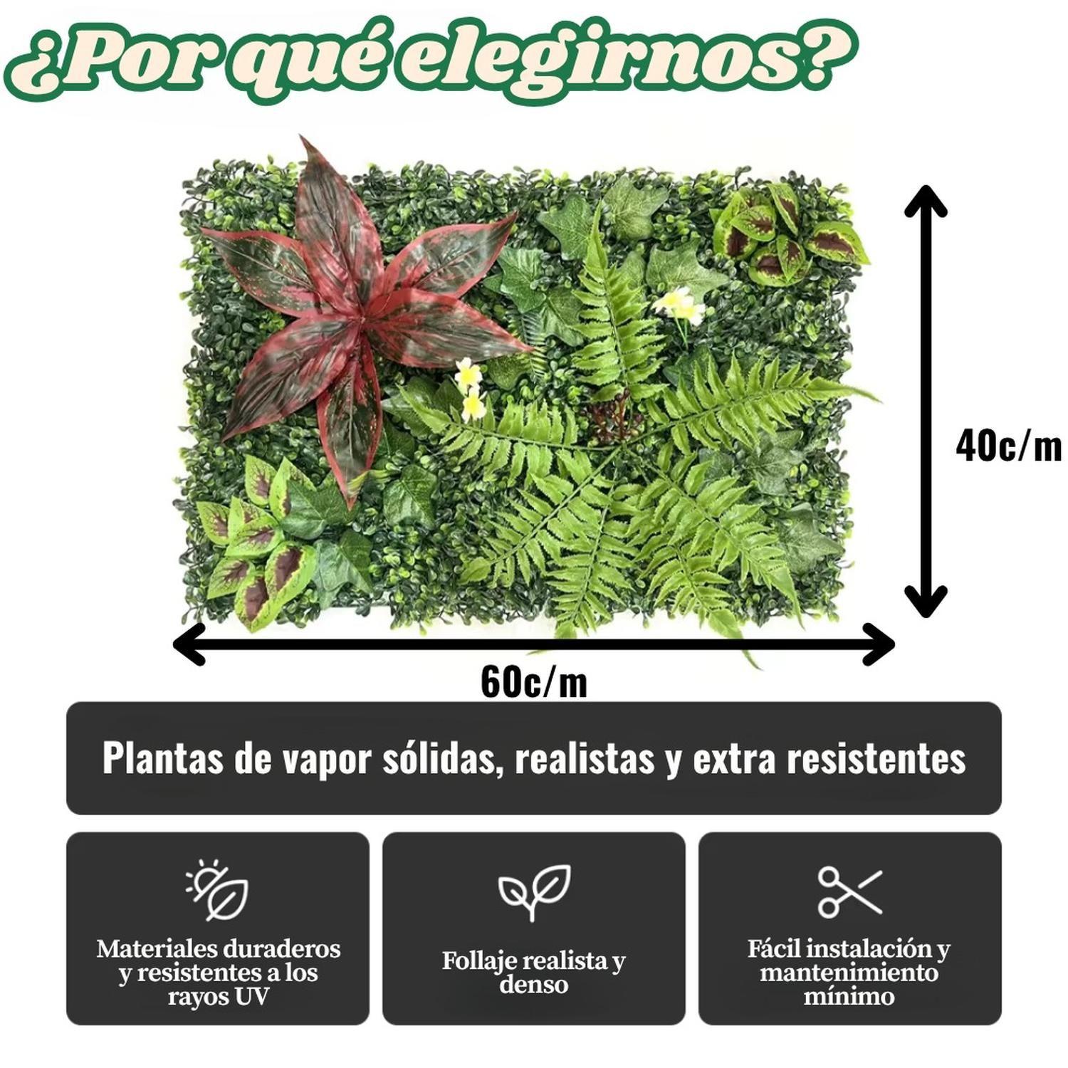 Jardín Muro Vertical Artificial C palmeta Plantas 60x40 cm-3
