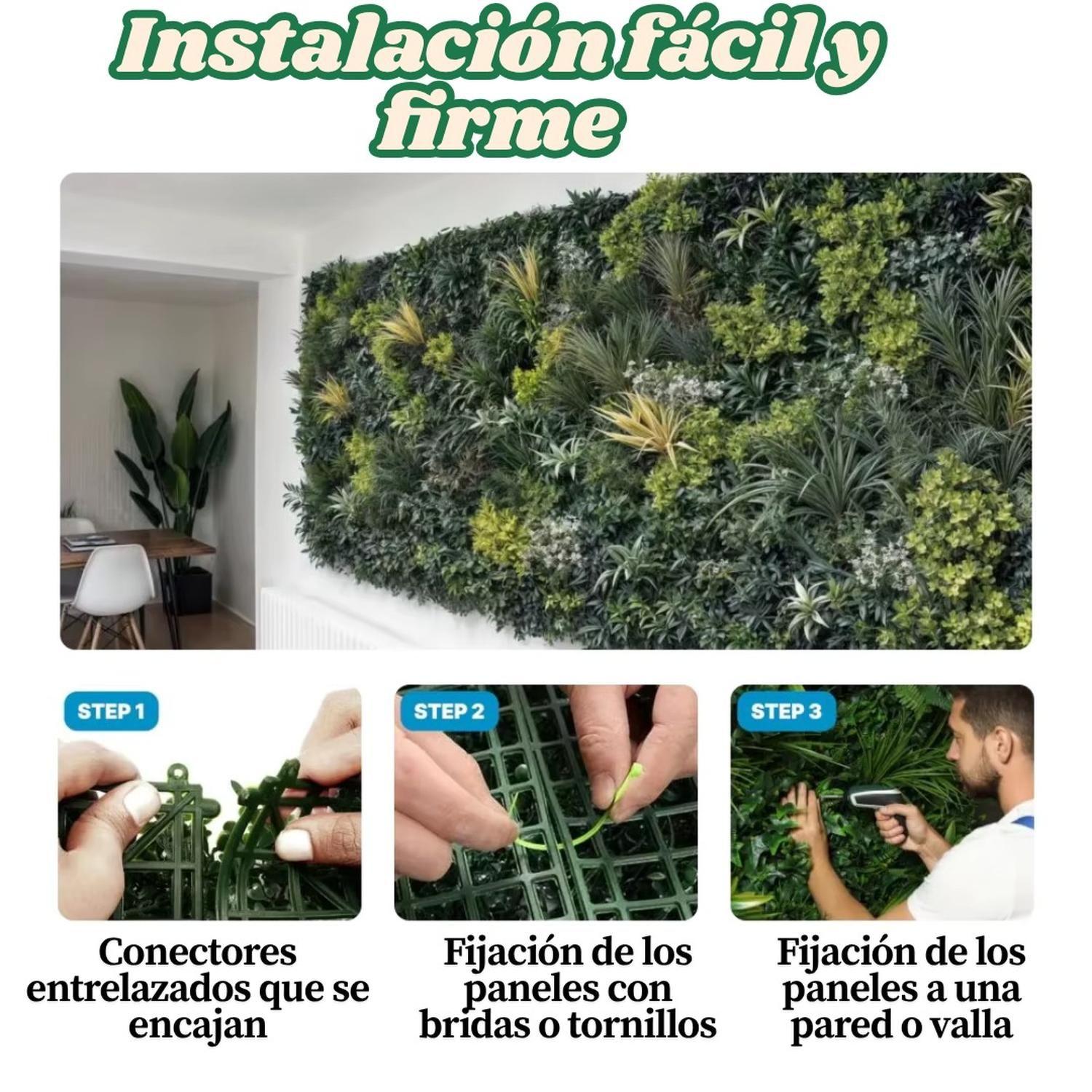 Jardín Muro Vertical Artificial C palmeta Plantas 60x40 cm-6