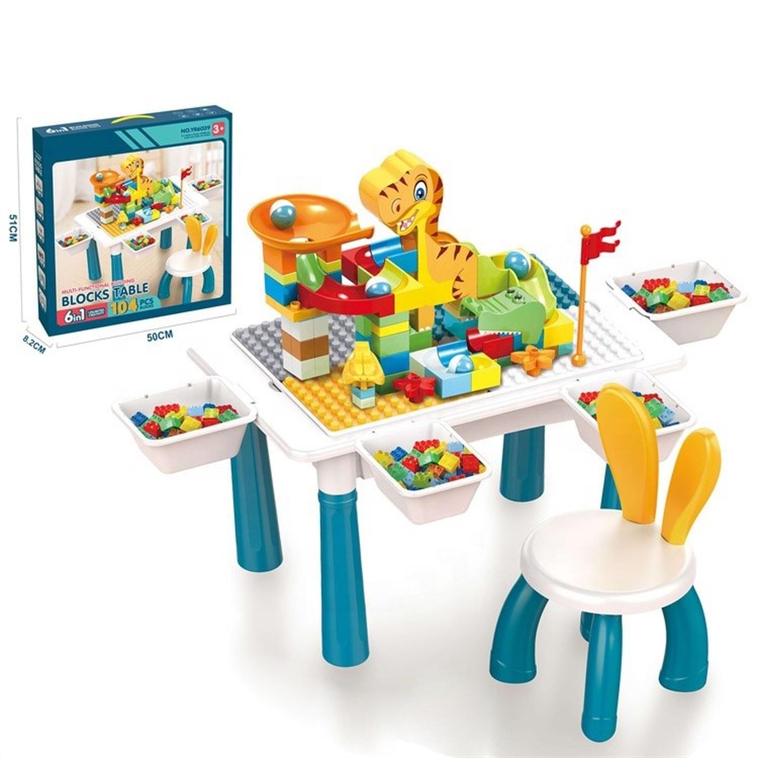 Mesa Didactica De Bloques Construcción 104 Pcs Y 1 Silla-8